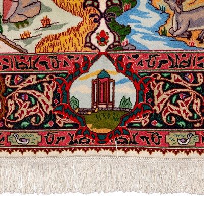 Lot 12 - A very fine part silk Tabriz pictorial rug, north-west Persia