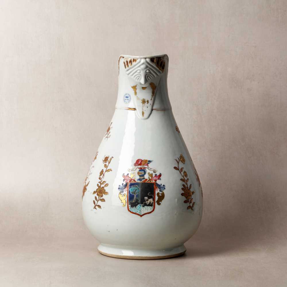 Lot 46 - A Chinese export armorial pitcher for the Spanish market, Qing dynasty, Qianlong period, circa 1770