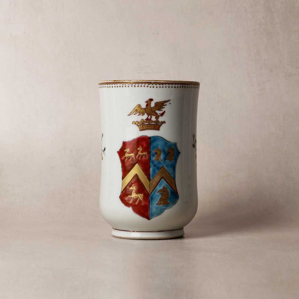 Lot 48 - A Chinese export armorial mug, Qing dynasty, Qianlong period, circa 1755