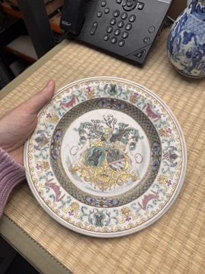 Lot 47 - A Chinese export armorial dish with the arms of Bistrate and Proli, Qing dynasty, Qianlong period
