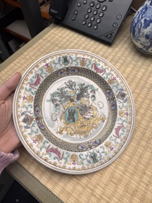 Lot 47 - A Chinese export armorial dish with the arms of Bistrate and Proli, Qing dynasty, Qianlong period