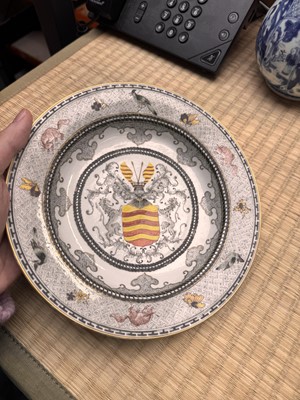 Lot 44 - A superb Chinese armorial semi-eggshell soup plate, Qing dynasty, Yongzheng period, circa 1734