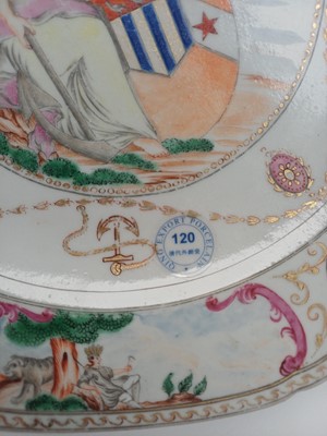 Lot 50 - A rare Chinese export armorial 'Ker-Martin' dish, Qing dynasty, Qianlong period, circa 1790