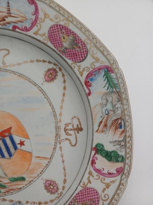 Lot 50 - A rare Chinese export armorial 'Ker-Martin' dish, Qing dynasty, Qianlong period, circa 1790