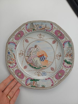 Lot 50 - A rare Chinese export armorial 'Ker-Martin' dish, Qing dynasty, Qianlong period, circa 1790