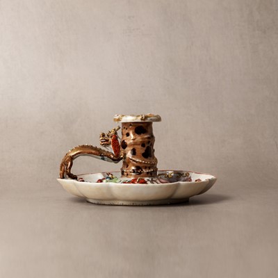 Lot 55 - A fine Chinese export famille-rose candlestick, Qing dynasty, Qianlong period, circa 1780