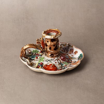 Lot 55 - A fine Chinese export famille-rose candlestick, Qing dynasty, Qianlong period, circa 1780