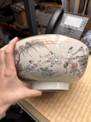 Lot 53 - A Chinese famille-rose 'fishermen' bowl, Qing dynasty, Yongzheng period