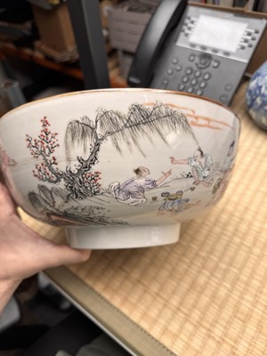 Lot 53 - A Chinese famille-rose 'fishermen' bowl, Qing dynasty, Yongzheng period