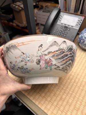 Lot 53 - A Chinese famille-rose 'fishermen' bowl, Qing dynasty, Yongzheng period