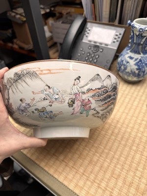 Lot 53 - A Chinese famille-rose 'fishermen' bowl, Qing dynasty, Yongzheng period