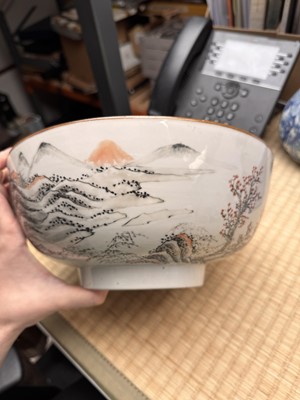 Lot 53 - A Chinese famille-rose 'fishermen' bowl, Qing dynasty, Yongzheng period