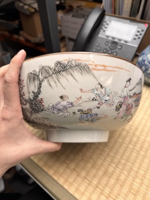 Lot 53 - A Chinese famille-rose 'fishermen' bowl, Qing dynasty, Yongzheng period
