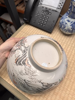 Lot 53 - A Chinese famille-rose 'fishermen' bowl, Qing dynasty, Yongzheng period