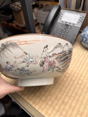Lot 53 - A Chinese famille-rose 'fishermen' bowl, Qing dynasty, Yongzheng period