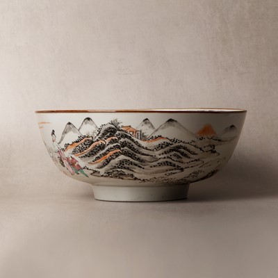 Lot 53 - A Chinese famille-rose 'fishermen' bowl, Qing dynasty, Yongzheng period
