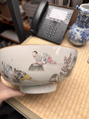 Lot 53 - A Chinese famille-rose 'fishermen' bowl, Qing dynasty, Yongzheng period