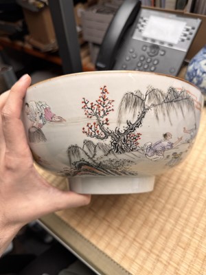 Lot 53 - A Chinese famille-rose 'fishermen' bowl, Qing dynasty, Yongzheng period