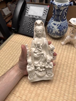 Lot 34 - A Chinese Dehua 'Songzi Guanyin' figure group, Qing dynasty, Kangxi period