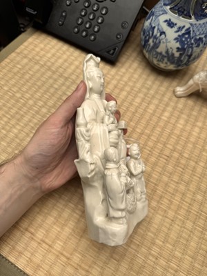 Lot 34 - A Chinese Dehua 'Songzi Guanyin' figure group, Qing dynasty, Kangxi period