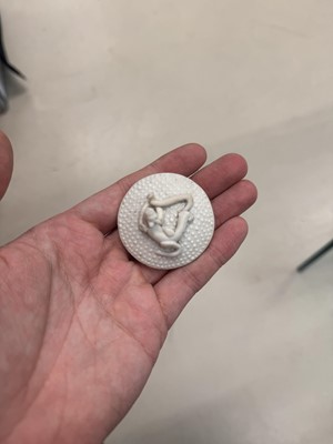 Lot 36 - A rare Chinese biscuit 'double peach' teapot, Qing dynasty, Yongzheng period