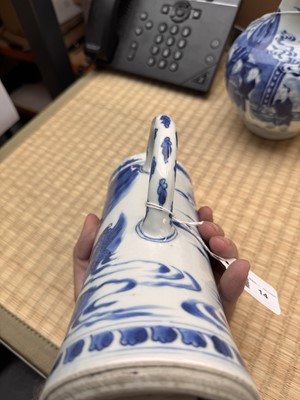 Lot 14 - A fine Chinese blue and white 'scholar' tankard, Ming dynasty, Chongzhen period