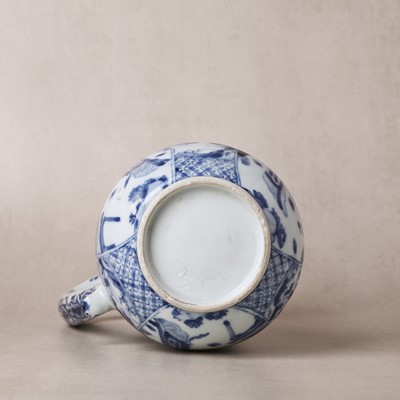 Lot 18 - A rare Chinese export blue and white 'puzzle' jug, Qing dynasty, Kangxi period