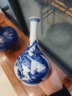 Lot 15 - Two fine Chinese blue and white 'Han Xin' vases, Qing dynasty, Kangxi period