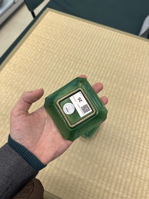 Lot 26 - A pair of small Chinese green-glazed 'dragon' dishes, Qing dynasty, Shunzhi period