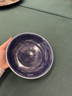 Lot 42 - A Chinese monochrome blue-glazed dish, Republic period, Qianlong mark
