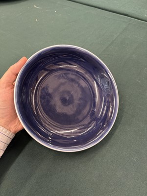 Lot 42 - A Chinese monochrome blue-glazed dish, Republic period, Qianlong mark