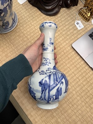 Lot 20 - A fine Chinese blue and white 'scholars' garlic-mouth vase, Qing dynasty, Kangxi period