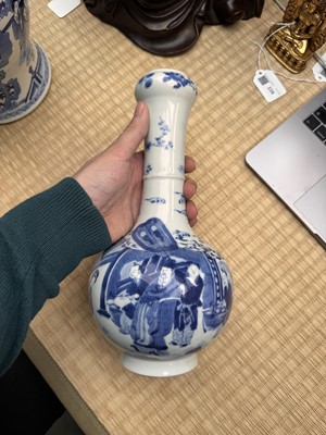 Lot 20 - A fine Chinese blue and white 'scholars' garlic-mouth vase, Qing dynasty, Kangxi period