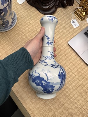 Lot 20 - A fine Chinese blue and white 'scholars' garlic-mouth vase, Qing dynasty, Kangxi period
