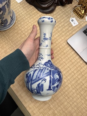 Lot 20 - A fine Chinese blue and white 'scholars' garlic-mouth vase, Qing dynasty, Kangxi period