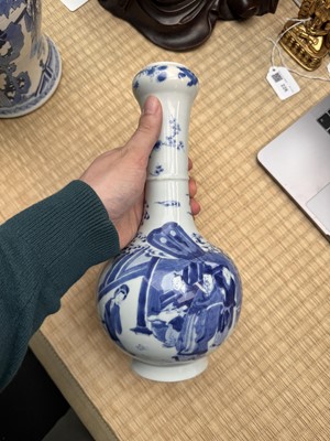 Lot 20 - A fine Chinese blue and white 'scholars' garlic-mouth vase, Qing dynasty, Kangxi period