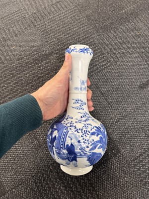 Lot 20 - A fine Chinese blue and white 'scholars' garlic-mouth vase, Qing dynasty, Kangxi period