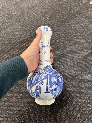 Lot 20 - A fine Chinese blue and white 'scholars' garlic-mouth vase, Qing dynasty, Kangxi period