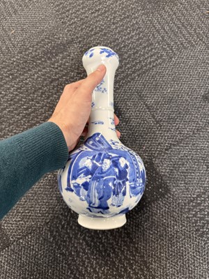 Lot 20 - A fine Chinese blue and white 'scholars' garlic-mouth vase, Qing dynasty, Kangxi period