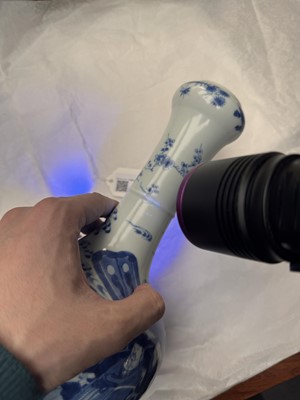 Lot 20 - A fine Chinese blue and white 'scholars' garlic-mouth vase, Qing dynasty, Kangxi period