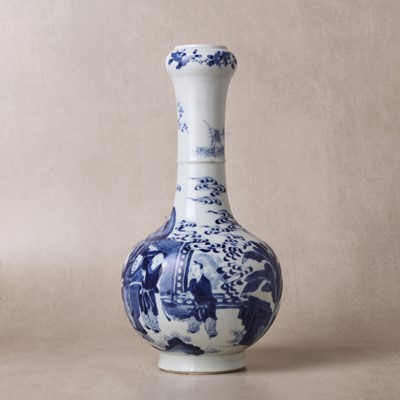 Lot 20 - A fine Chinese blue and white 'scholars' garlic-mouth vase, Qing dynasty, Kangxi period