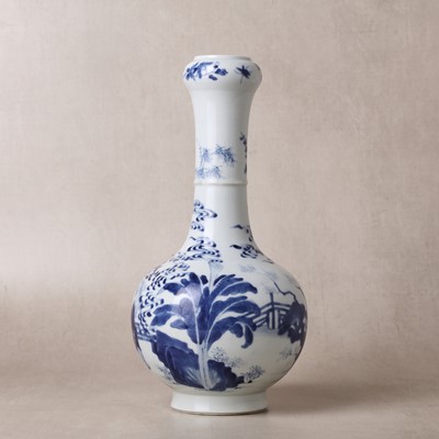 Lot 20 - A fine Chinese blue and white 'scholars' garlic-mouth vase, Qing dynasty, Kangxi period