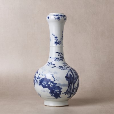 Lot 20 - A fine Chinese blue and white 'scholars' garlic-mouth vase, Qing dynasty, Kangxi period