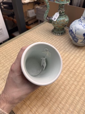 Lot 23 - A Chinese blue and white 'Journey to the West' brush pot, Qing dynasty, Guangxu period