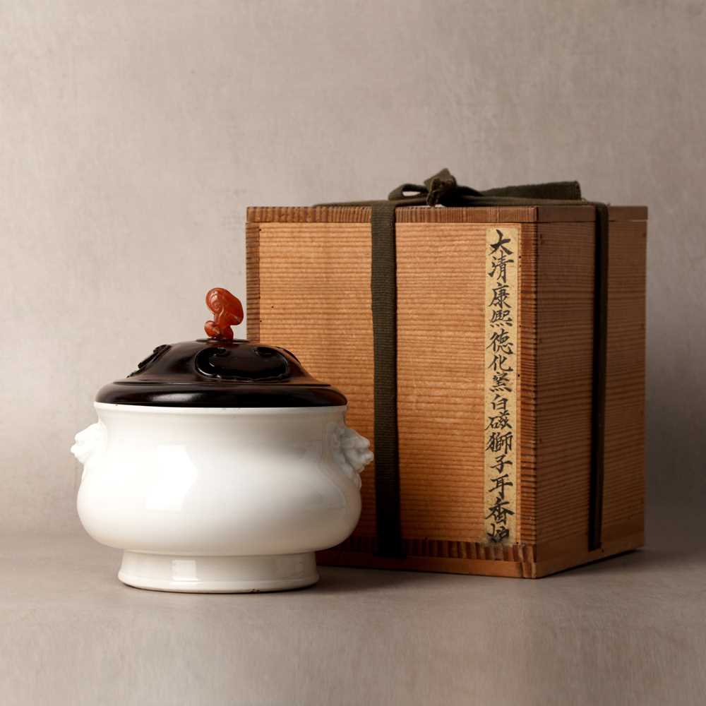 Lot 28 - A Chinese Dehua bombe censer, Qing dynasty, Kangxi period