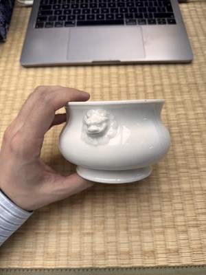 Lot 28 - A Chinese Dehua bombe censer, Qing dynasty, Kangxi period