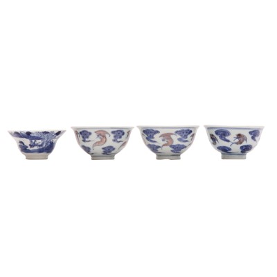 Lot 445 - Group of four Chinese blue and white cups, Qing dynasty, 18th/19th century