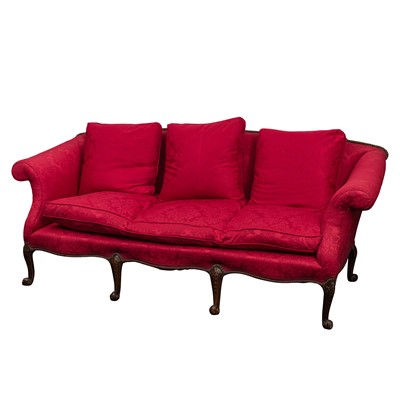 Lot 325 - A Victorian walnut framed scroll end three-seat sofa