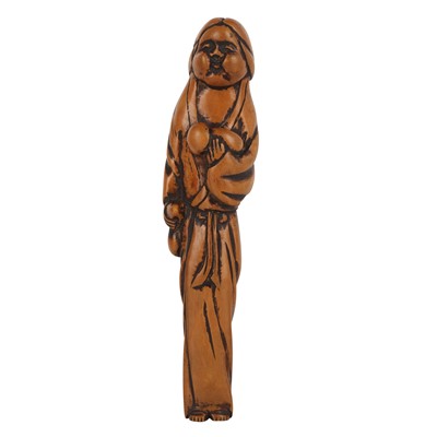 Lot 61 - A Japanese boxwood netsuke of Okame (Otafuku), Edo period