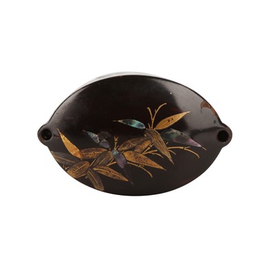 Lot 40 - A Japanese five-case black lacquer inro with Toba and chickens, Edo period